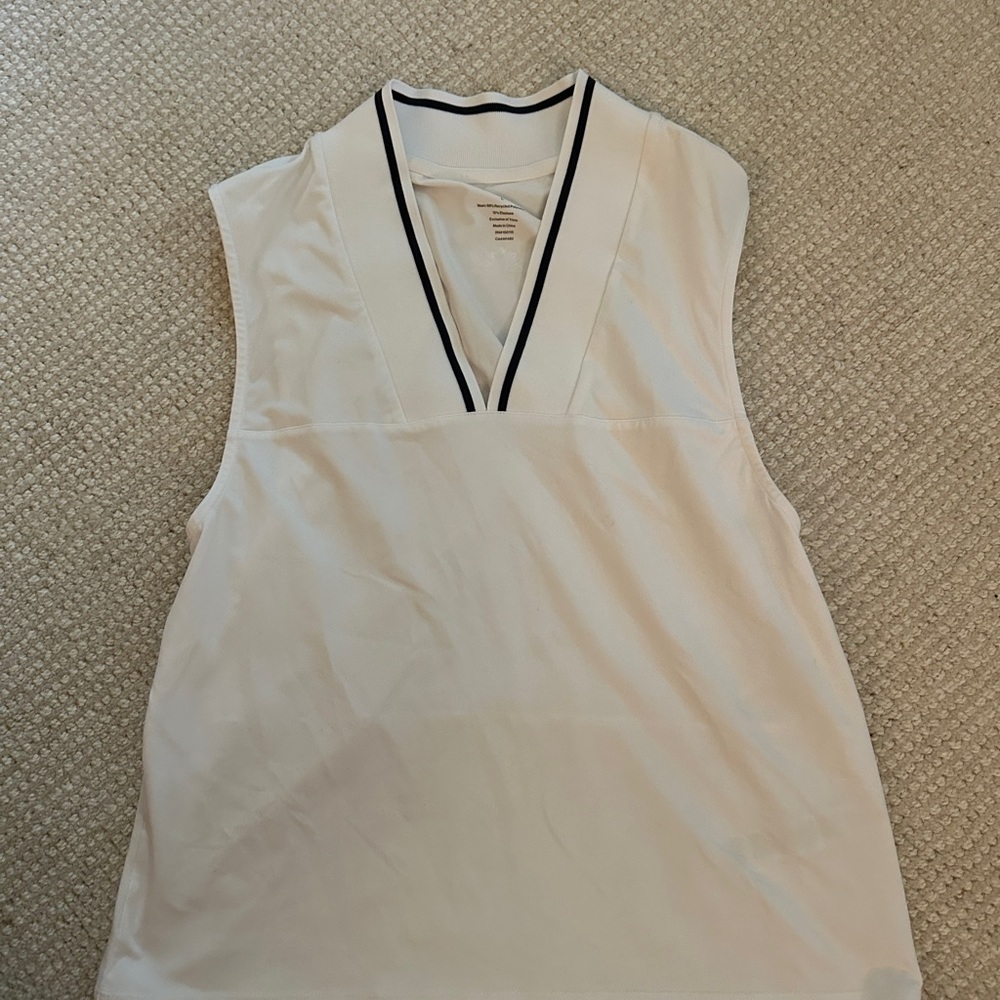 Varley White Sleeveless V-Neck Tank Top